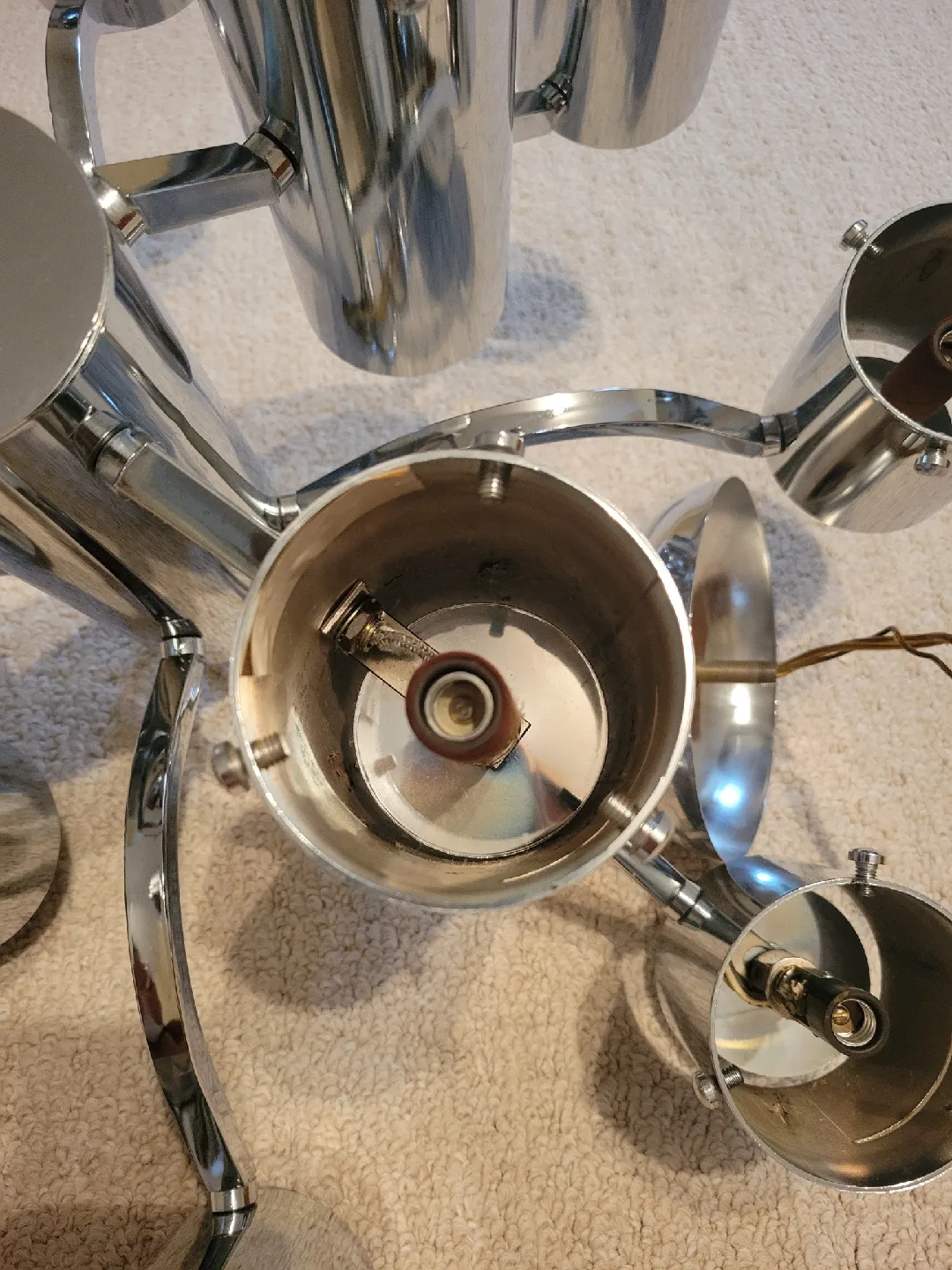 Modern Chrome Chandelier with Glass Shades image indicator(9)