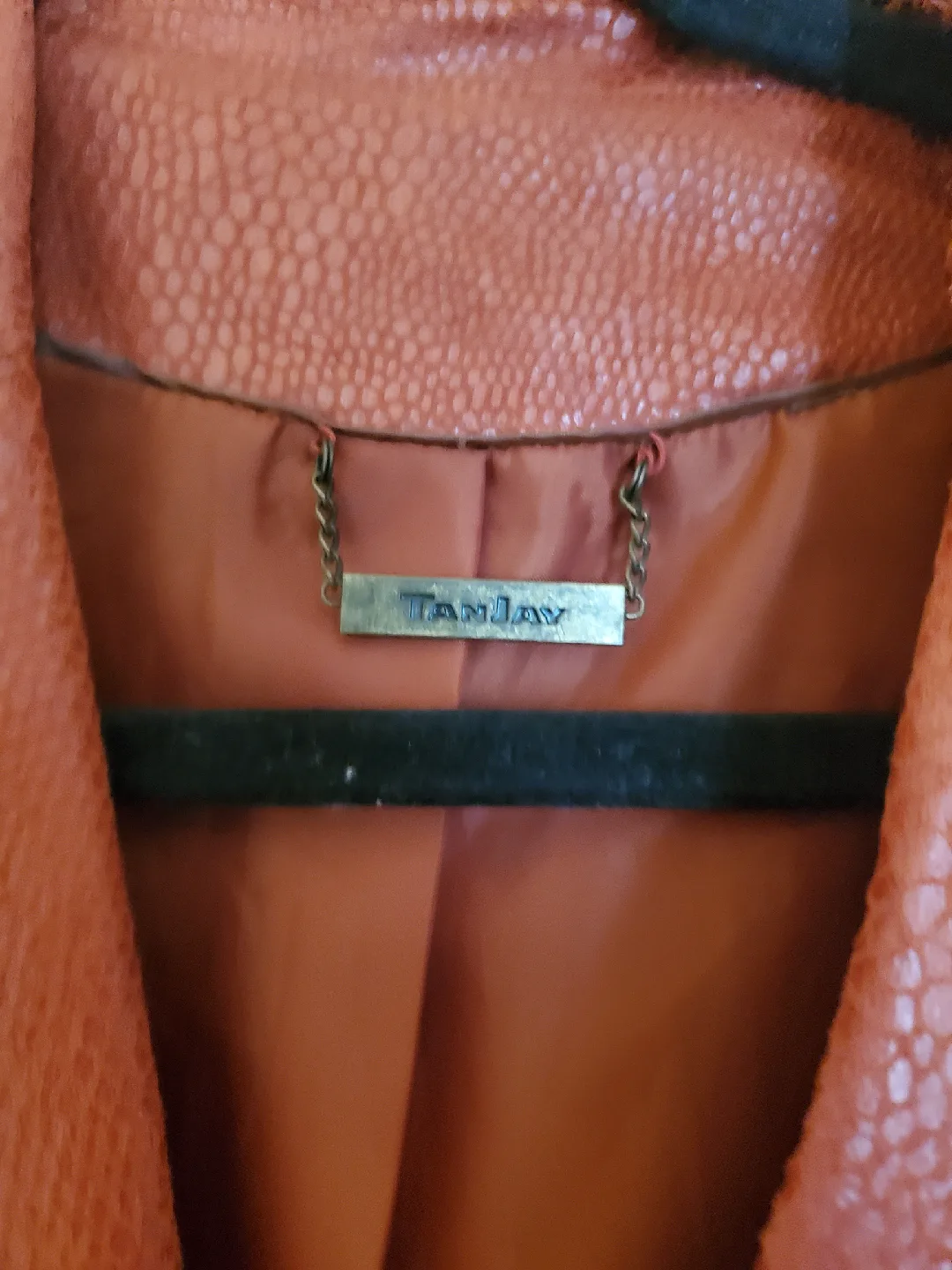 Tan Jay Orange Faux Leather Jacket image indicator(6)