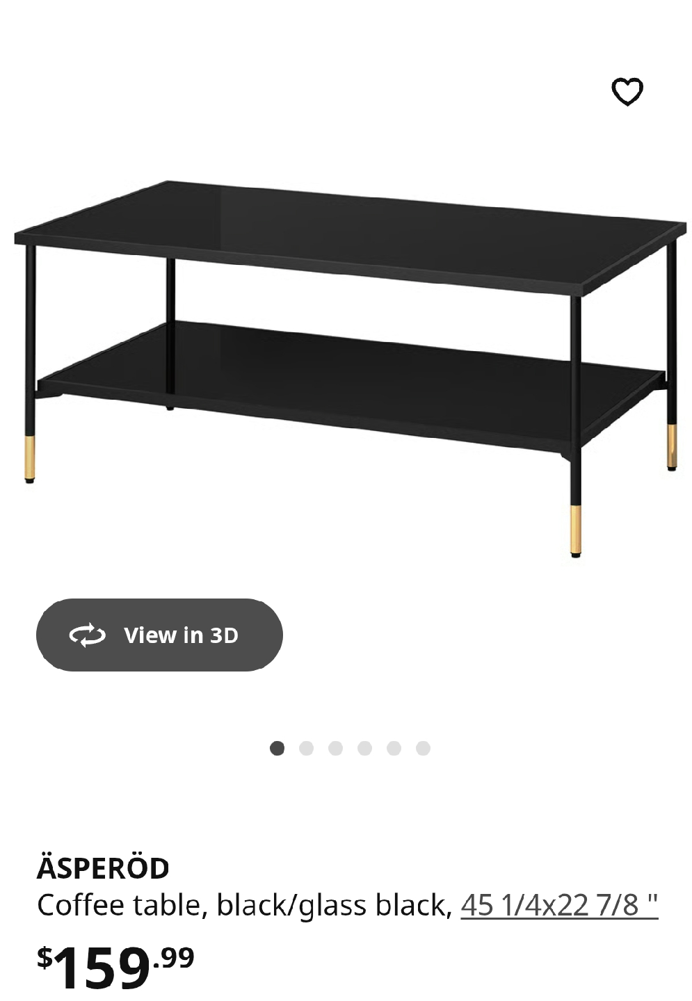 IKEA ÄSPERÖD Coffee Table - Black/Glass Black