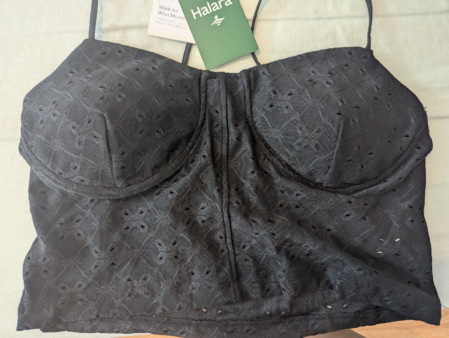 Halara Black eyelet Lace Tank Top - Size small - photo 2