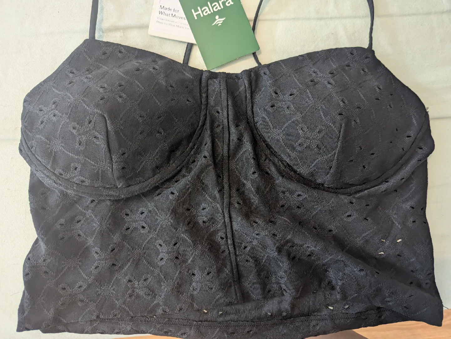 Halara Black eyelet Lace Tank Top - Size small image indicator(2)