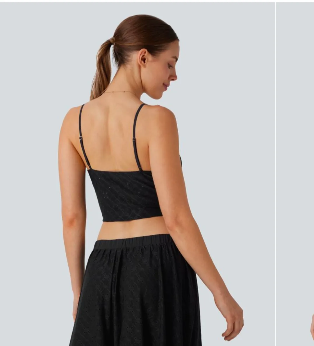 Halara Black eyelet Lace Tank Top - Size small image indicator(3)