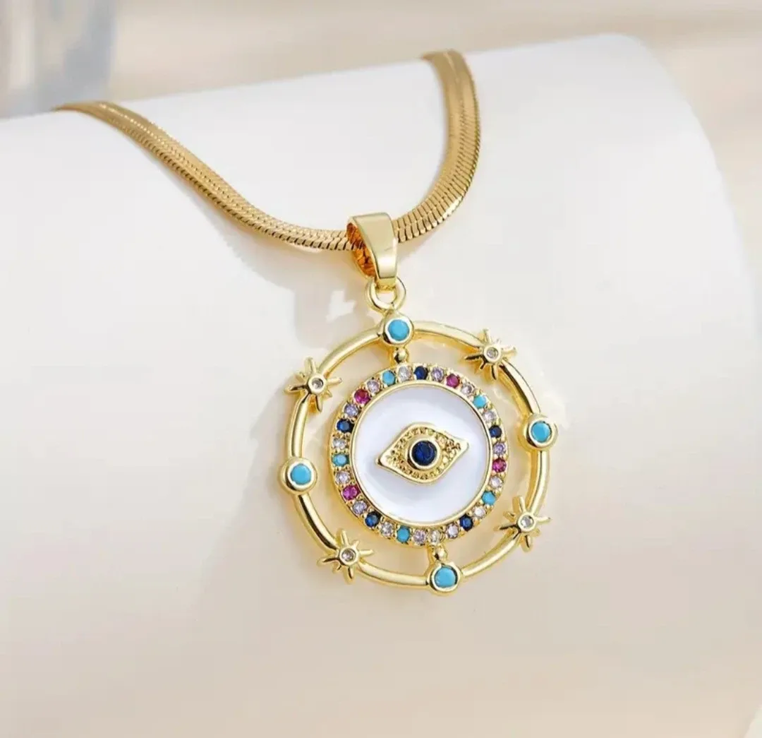 Gold Evil Eye Pendant Necklace image indicator(2)