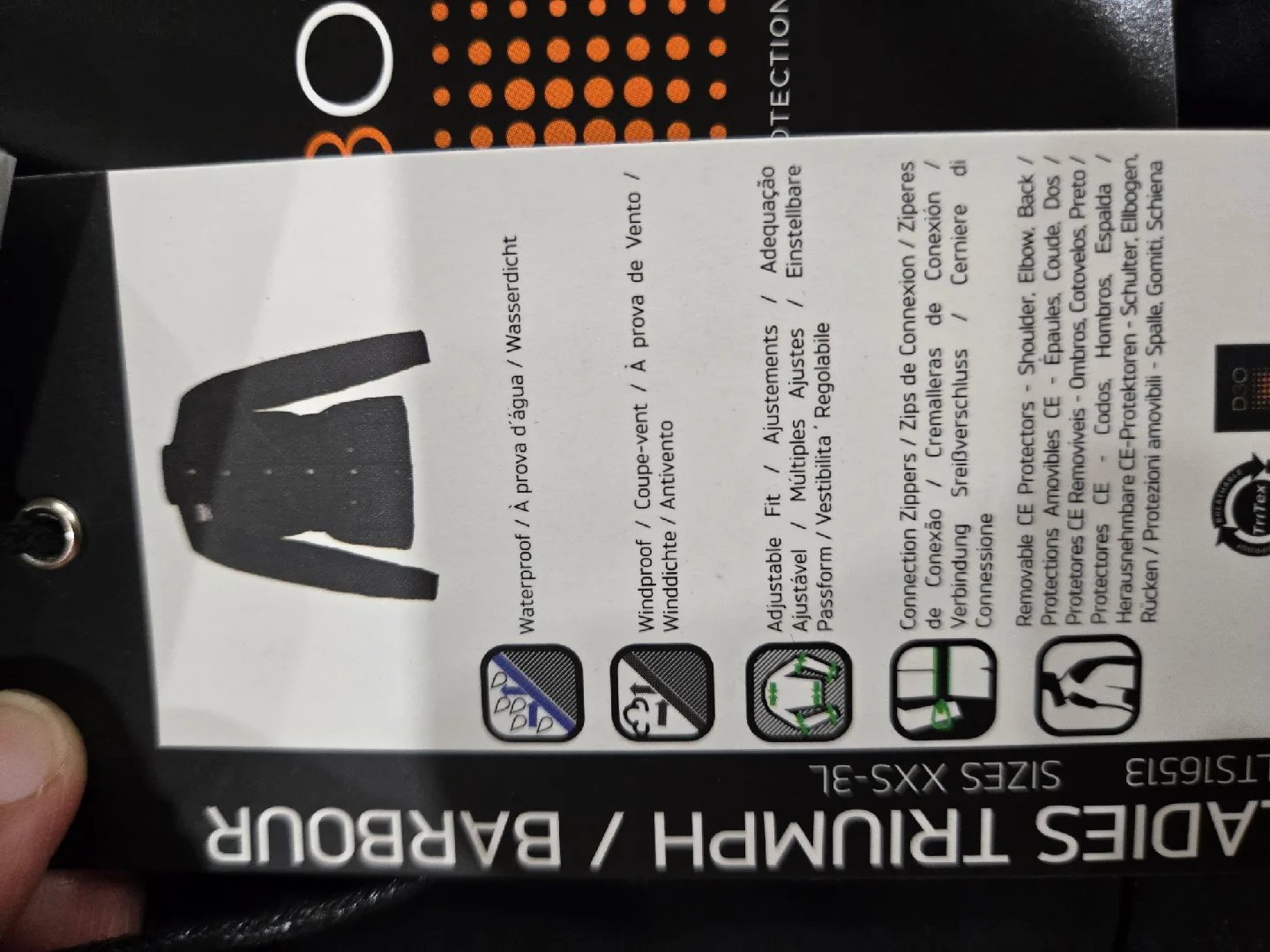 Bramd New Barbour Triumph Motorcycle Jacket with D3O Protection image indicator(9)