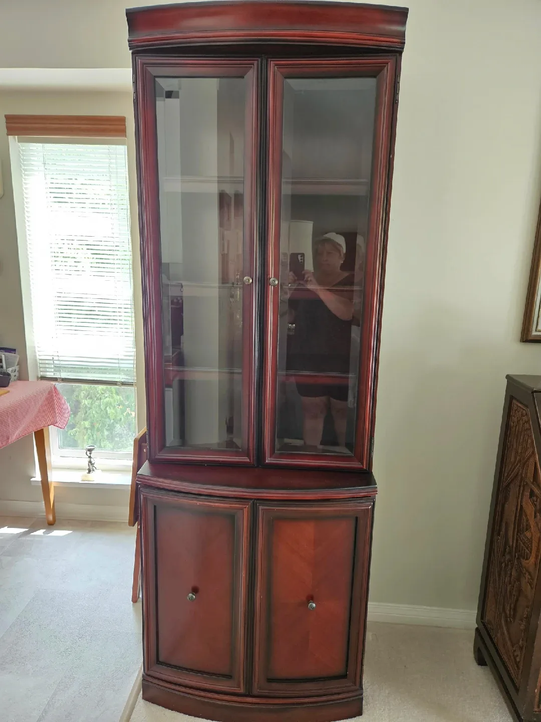 TWO Lovely Pieces of Bombay Mahogany Curio Cabinets image indicator(3)