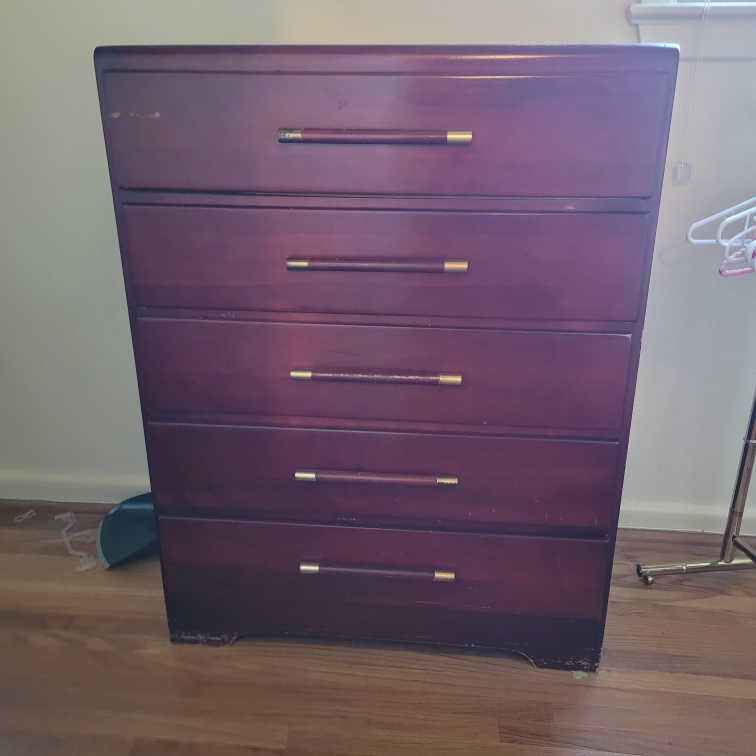 Wooden 5-Drawer Dresser - Burgundy