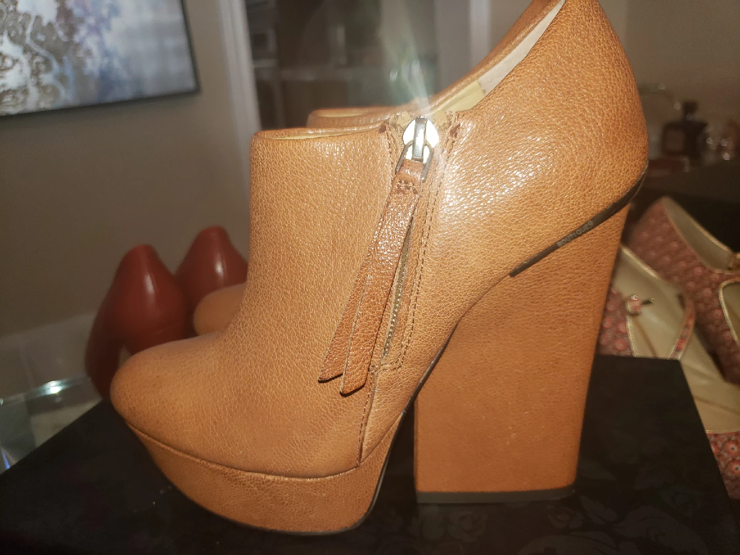 Boutique 9 Tan Leather Ankle Boots