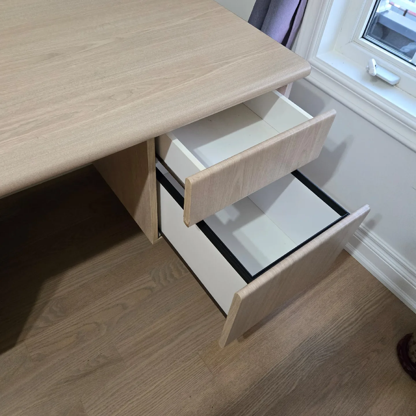 Light Wood Desk with Drawers and Bookshelf image indicator(4)