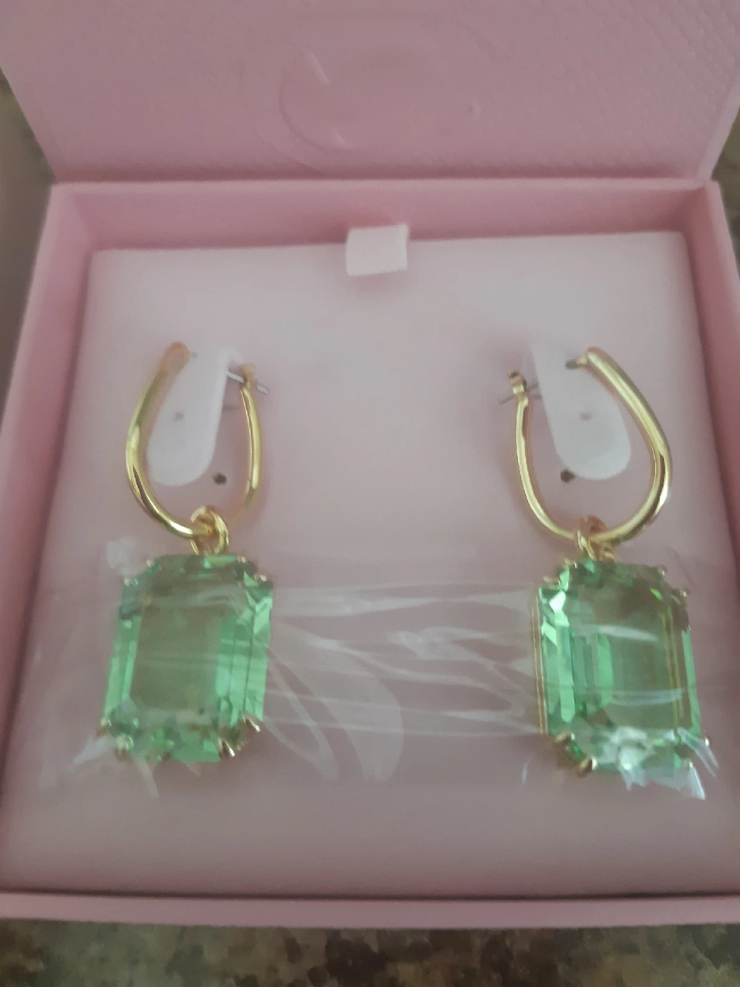 Swarovski Drop Earrings, Green, new