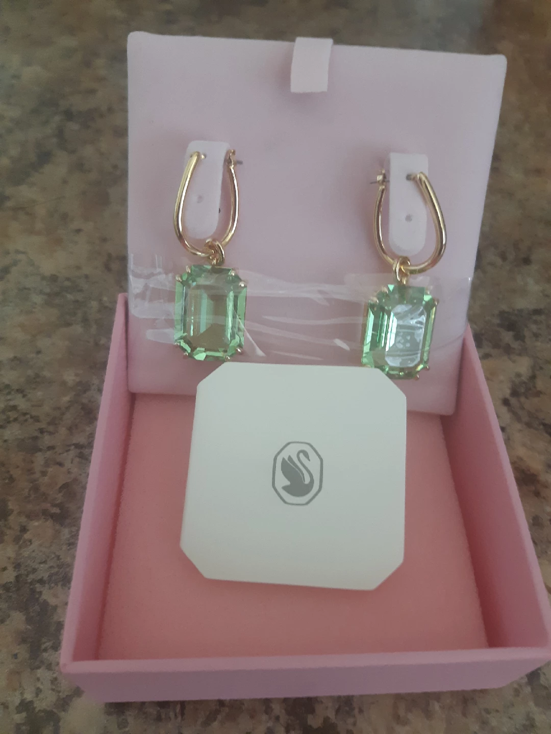 Swarovski Drop Earrings, Green, new - photo 2