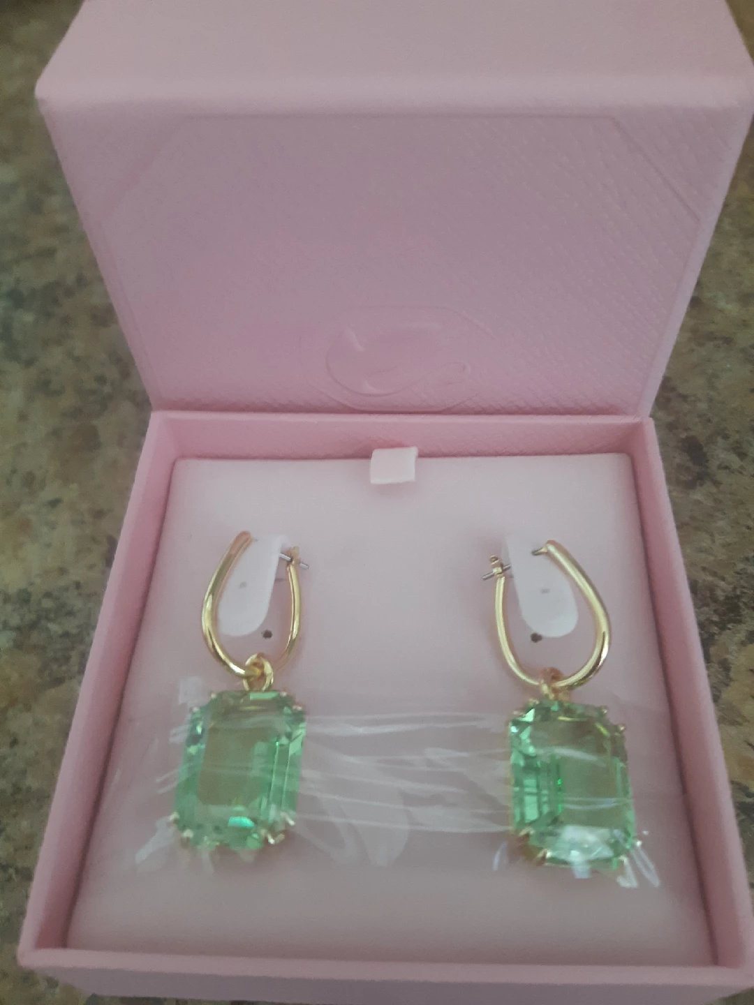 Swarovski Drop Earrings, Green, new - photo 4