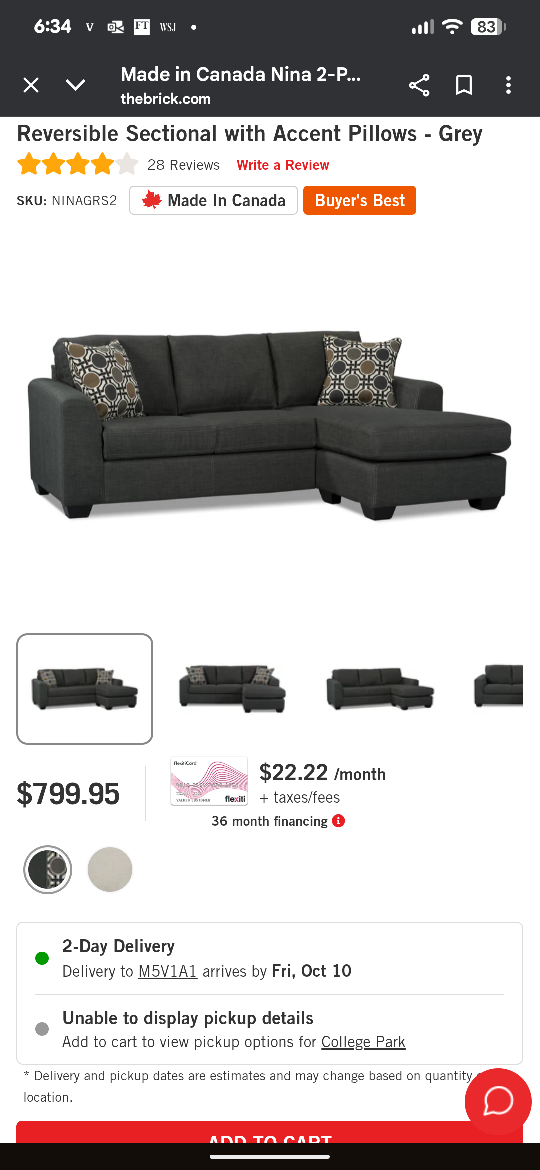 MOVING OUT SALE - Dark Grey Sectional Couch - photo 2