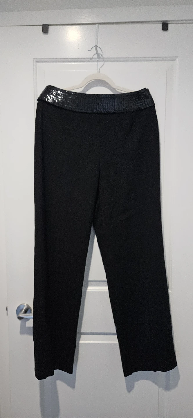 Black Dress Pants with removable Sequin Waistband, Size 10 to 12 - photo 2