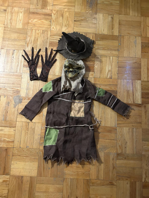 Scarecrow Costume with Mask, Hat & Gloves