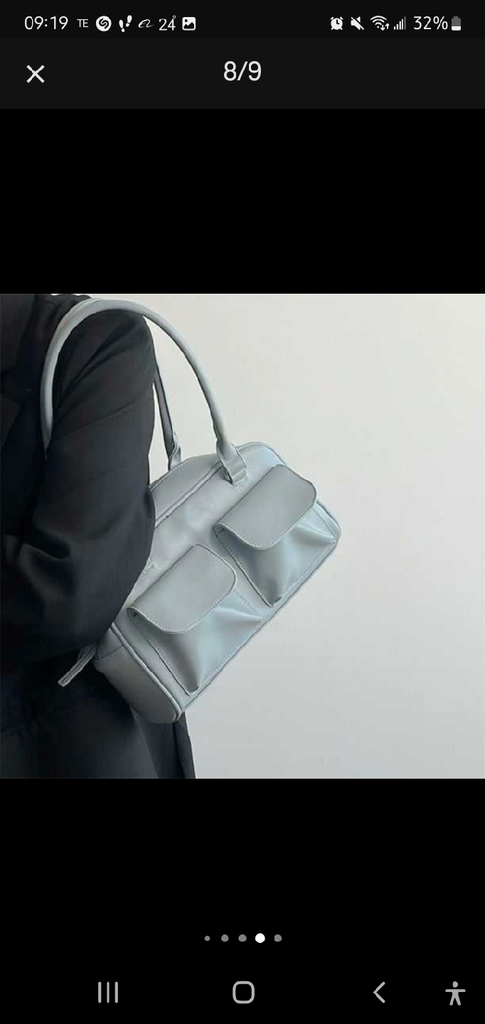 Blue Shoulder Bag with Pockets - photo 3