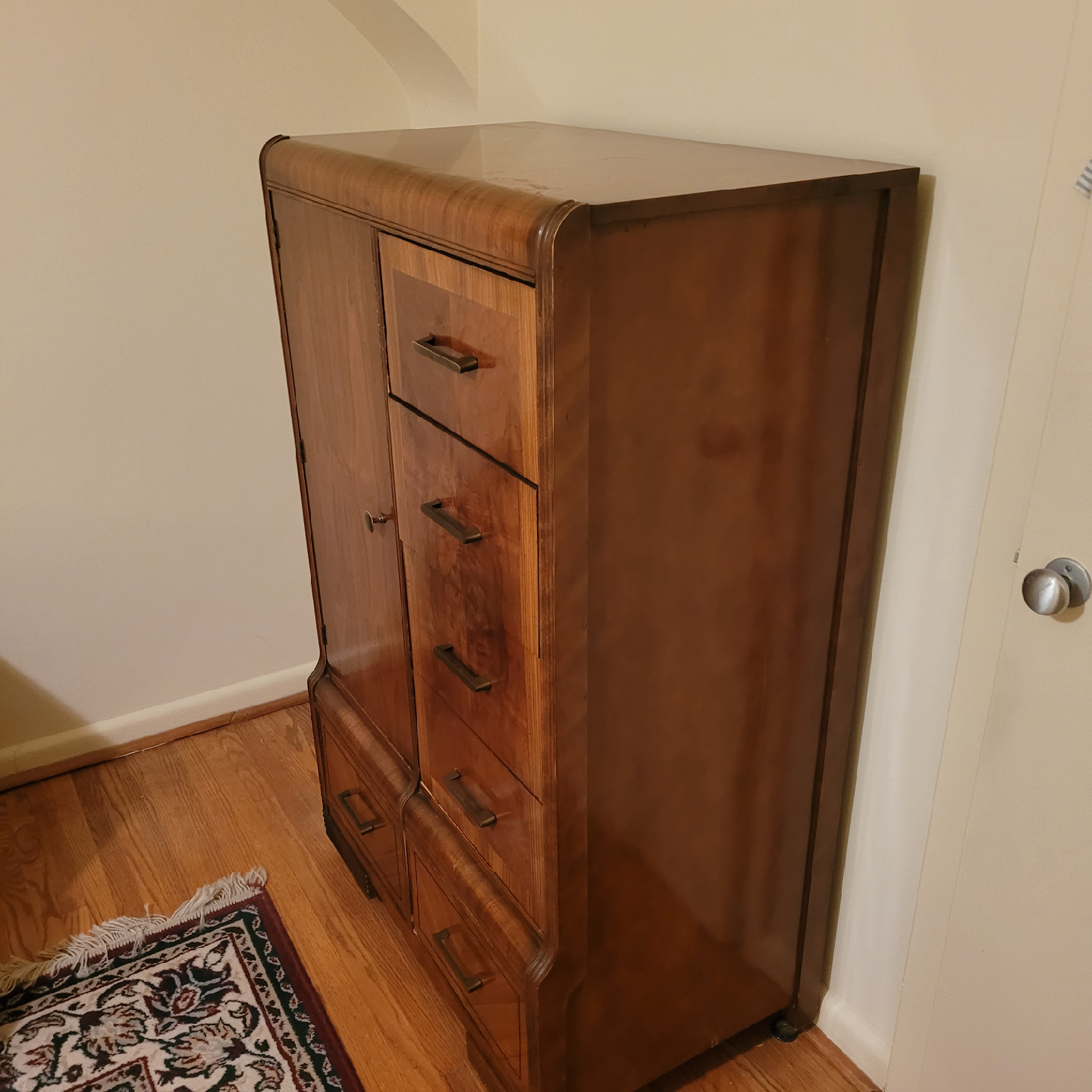 Antique Waterfall Bedroom Set - Armoire, Dresser, Nightstand - photo 3