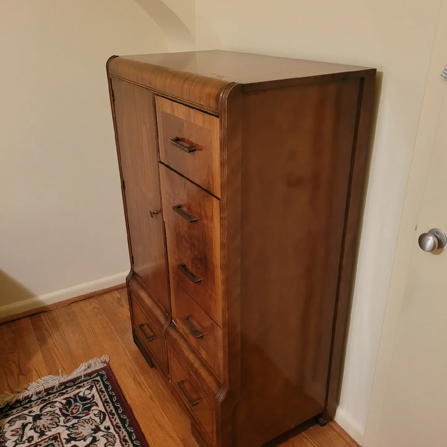 Antique Waterfall Bedroom Set - Armoire, Dresser, Nightstand image indicator(3)