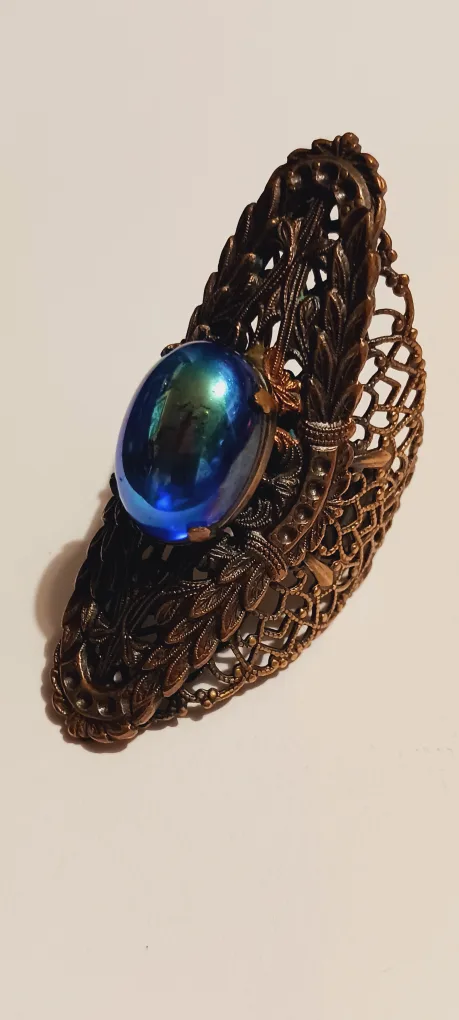 Gorgeous Vintage Blue Cabochon Cocktail Ring. 9. thumbnail