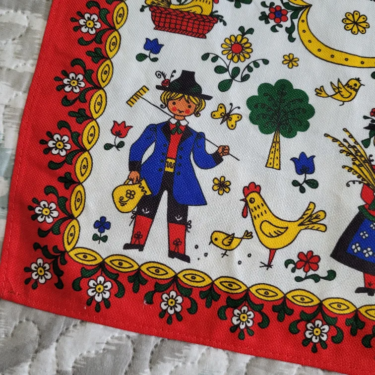 Vintage 23" x 19" Salzburger Nockerl Recipe Red  Tea Towel image indicator(3)