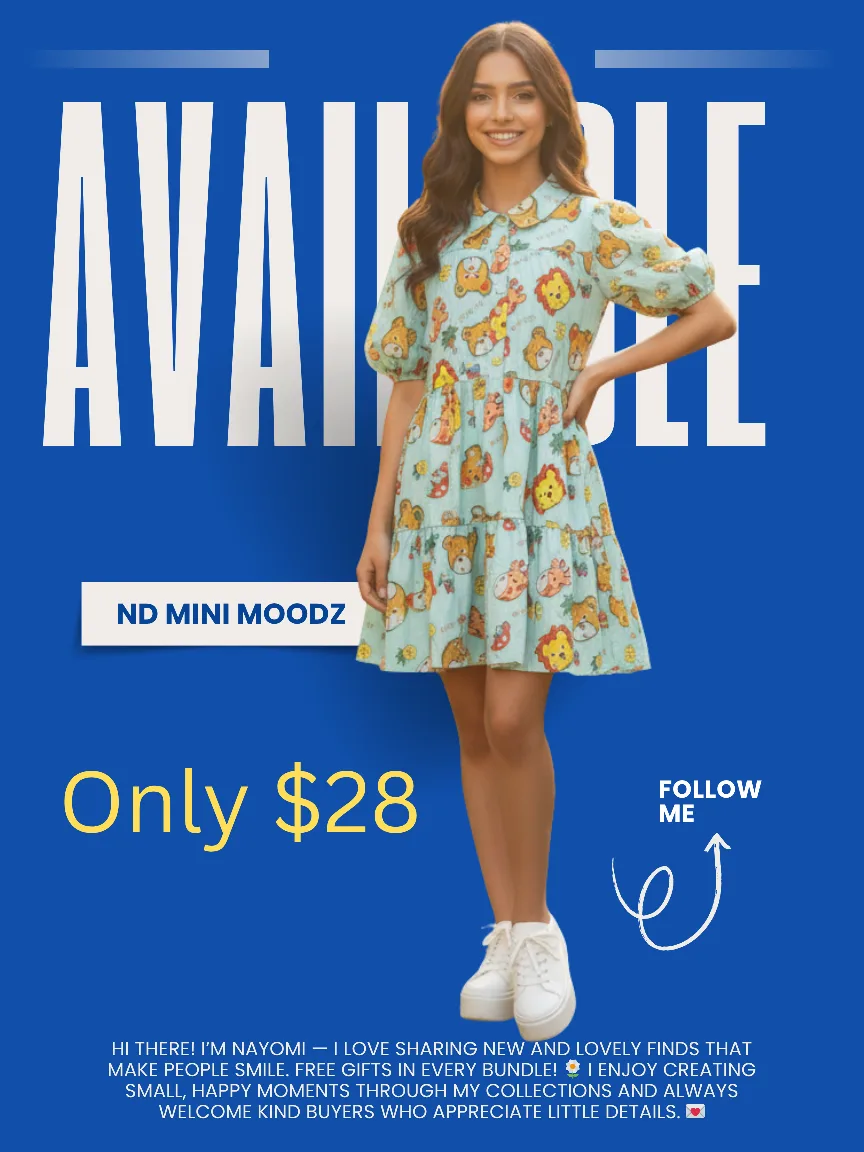✨ $28– Cartoon Animal Print Tiered Smock Dress