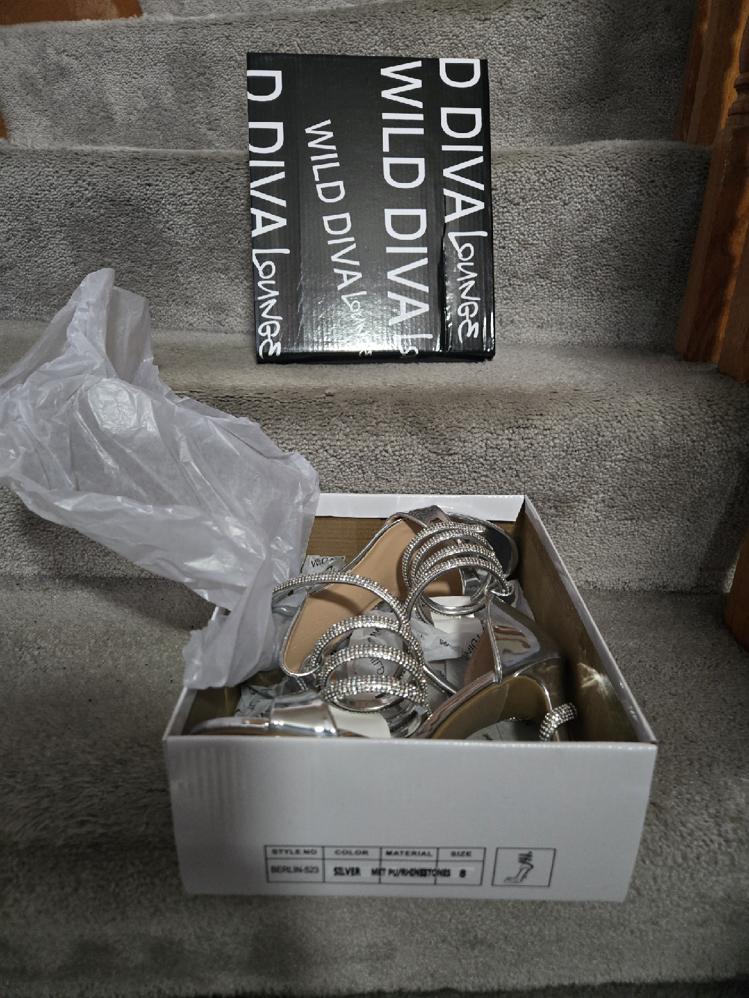 Wild Diva Lounge Silver Rhinestone Heels - Size 8