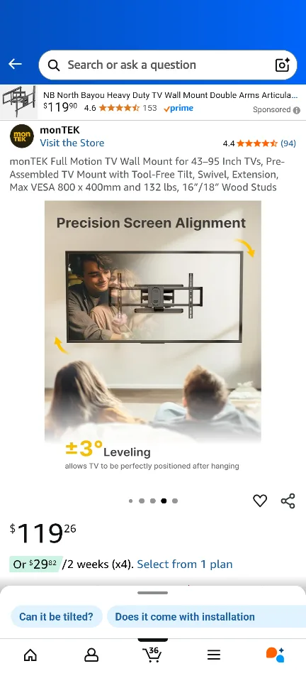 monTEK Full Motion TV Wall Mount 43-95 inch image indicator(7)