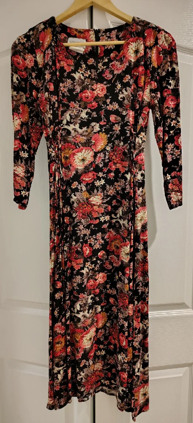 vintage Floral Print Dress with corset ties
