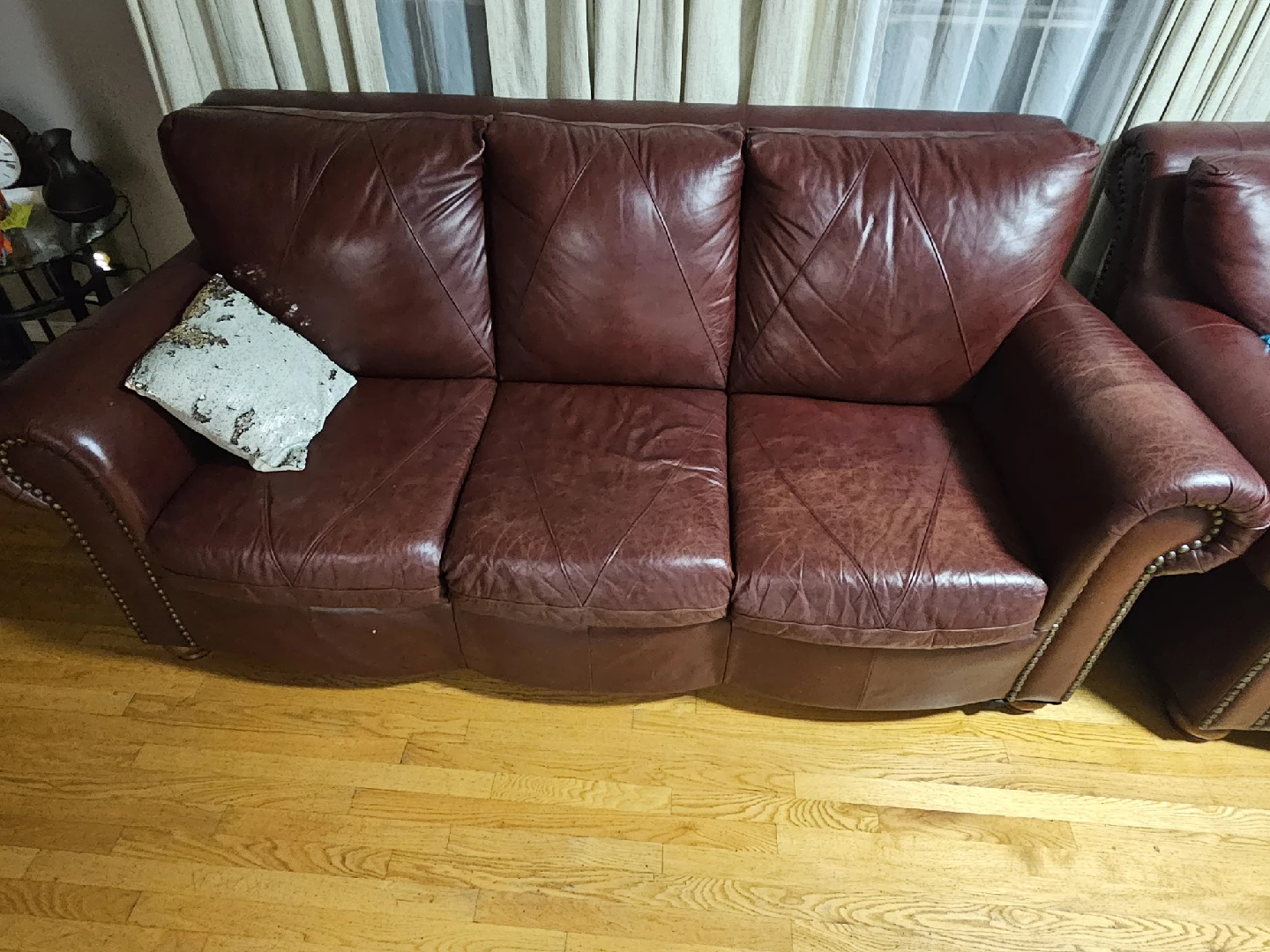 Leather Sofa and Armchair Set - Burgundy - photo 2