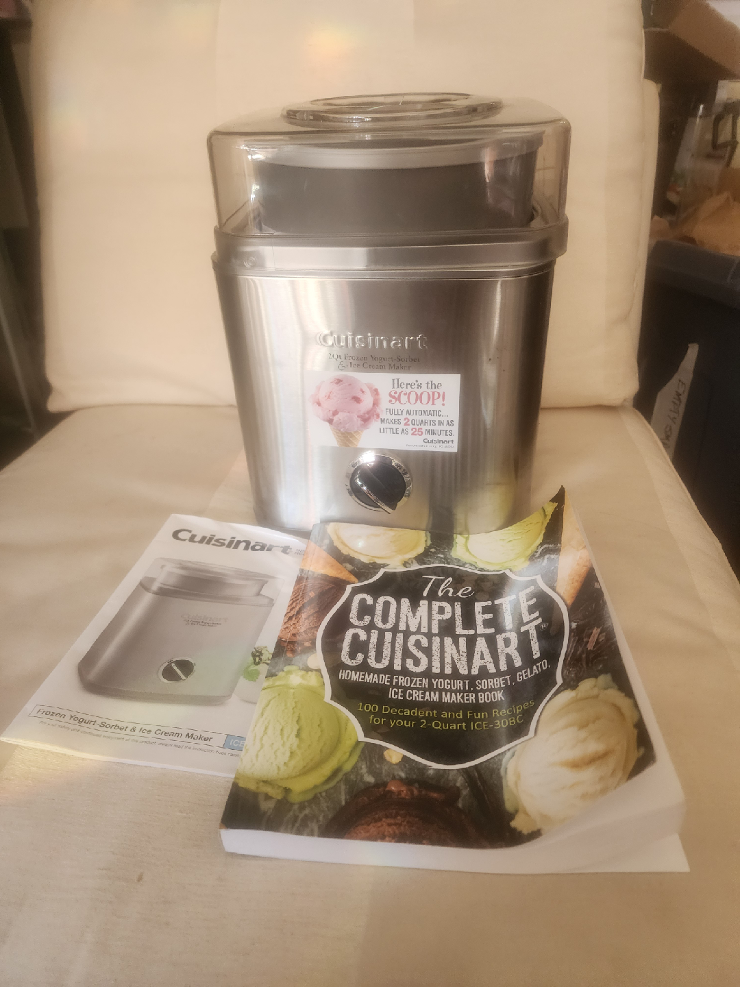 Cuisinart 2-Quart Ice Cream Maker and ice cream Maker book