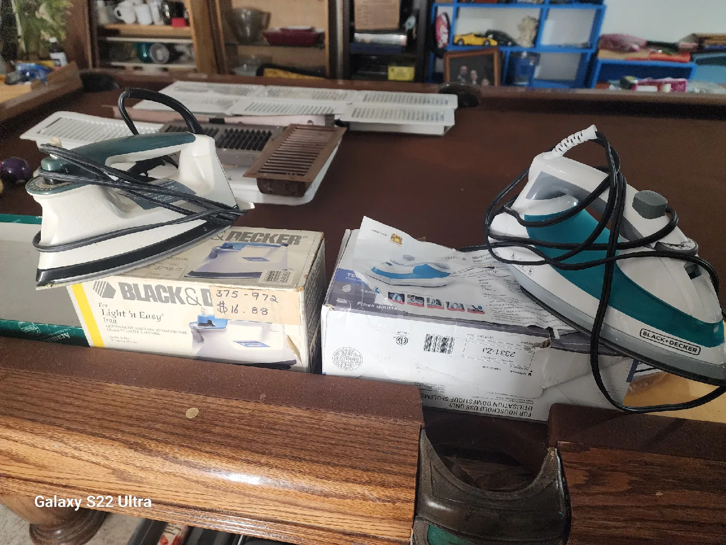 2 as new irons and small iron board.