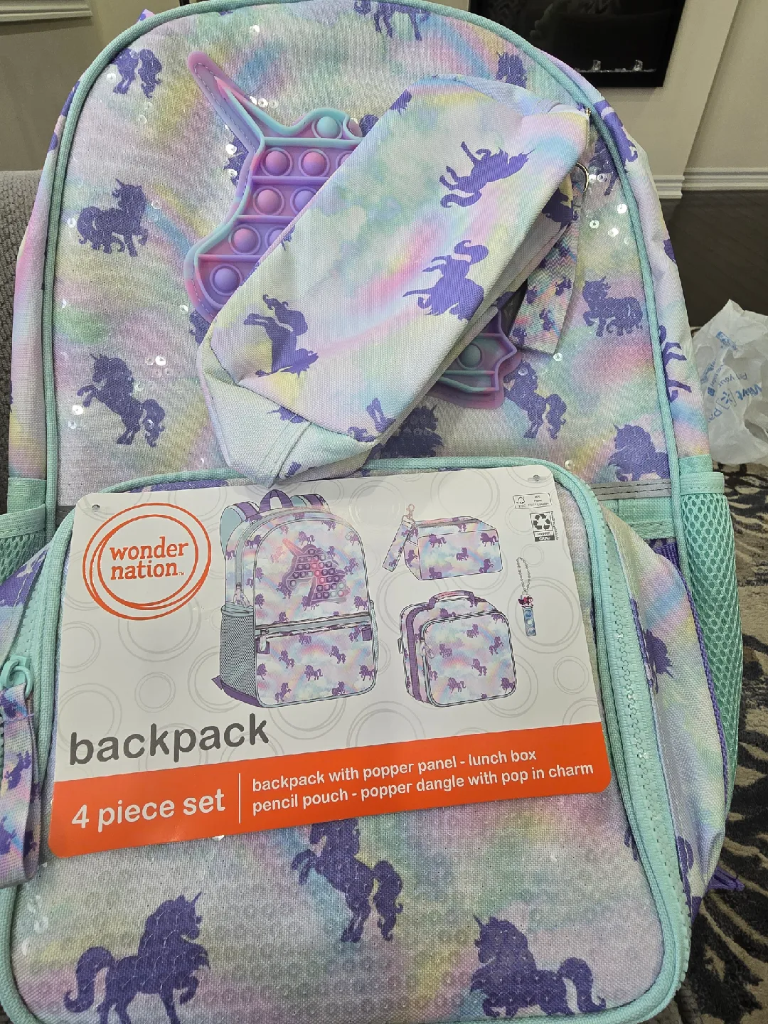 Wonder Nation 4-Piece Unicorn Backpack Set - New image indicator(2)