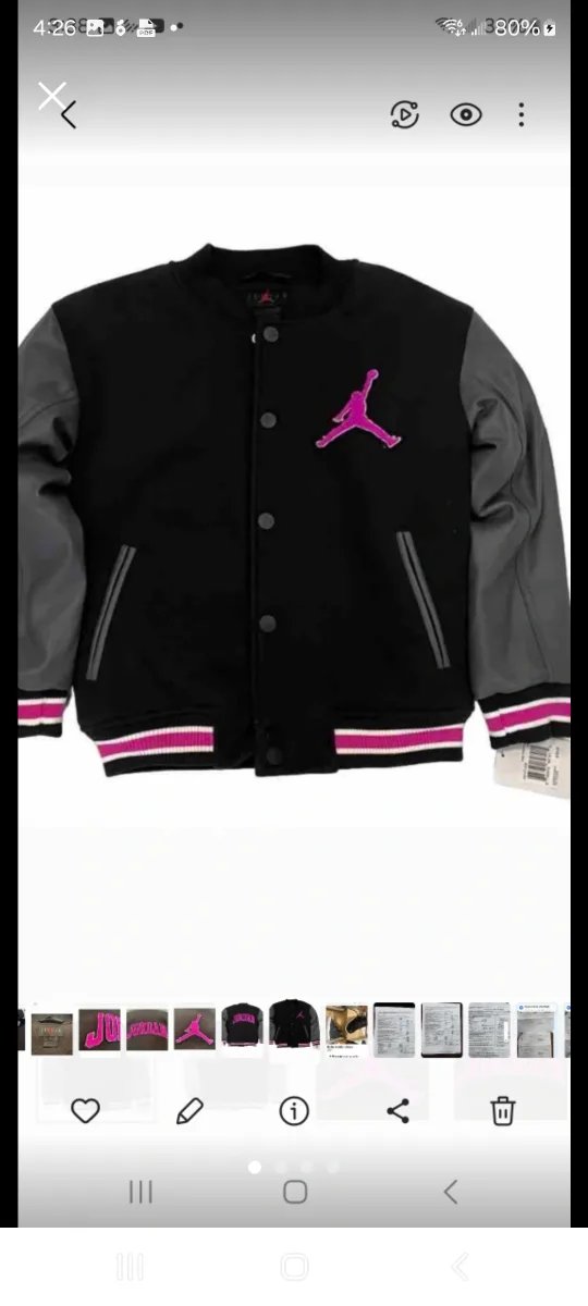 Jordan Kids' Varsity Jacket - Black/Pink image indicator(5)