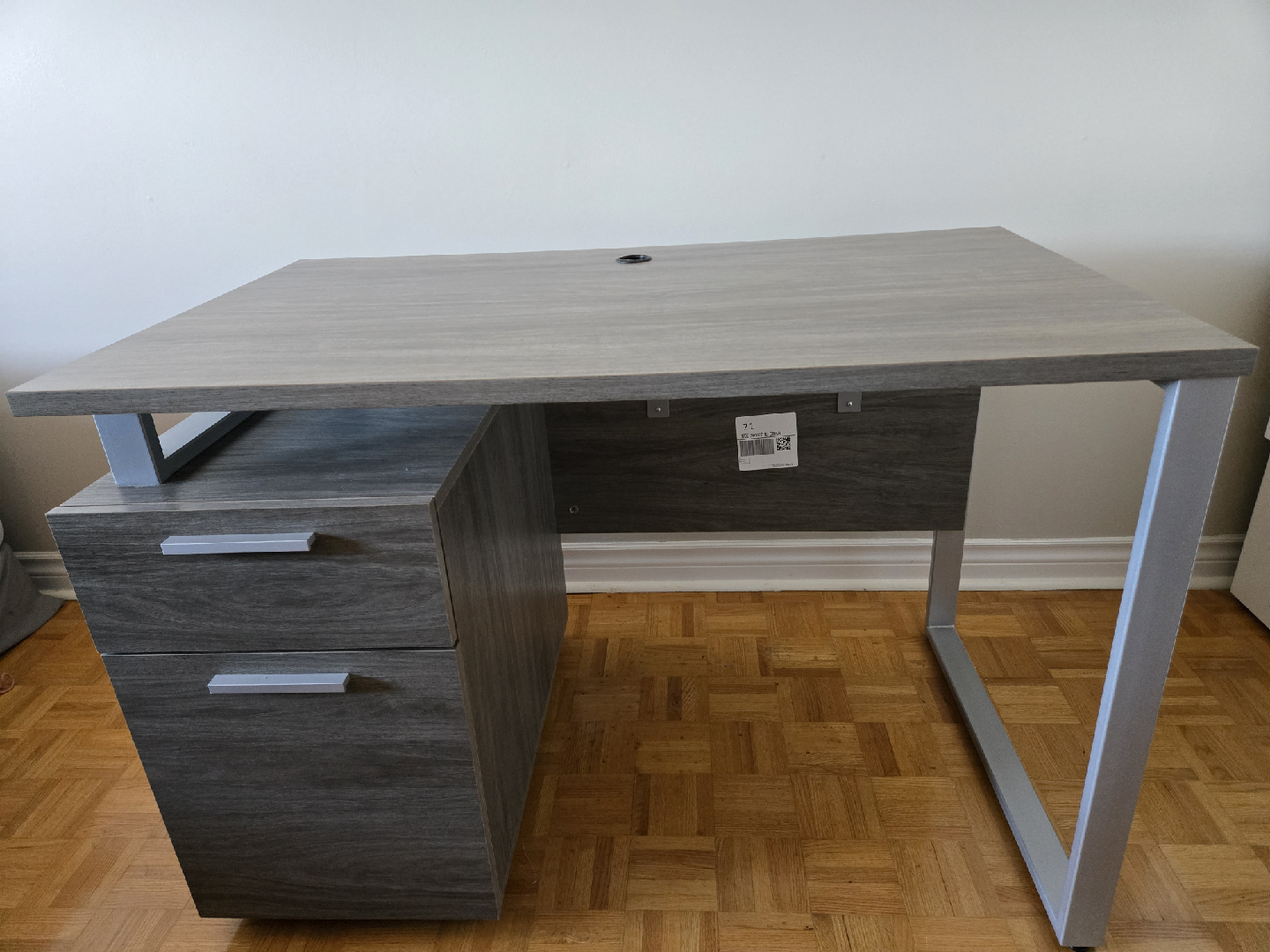 Brand new assembled Grey Woodgrain Desk with Drawers