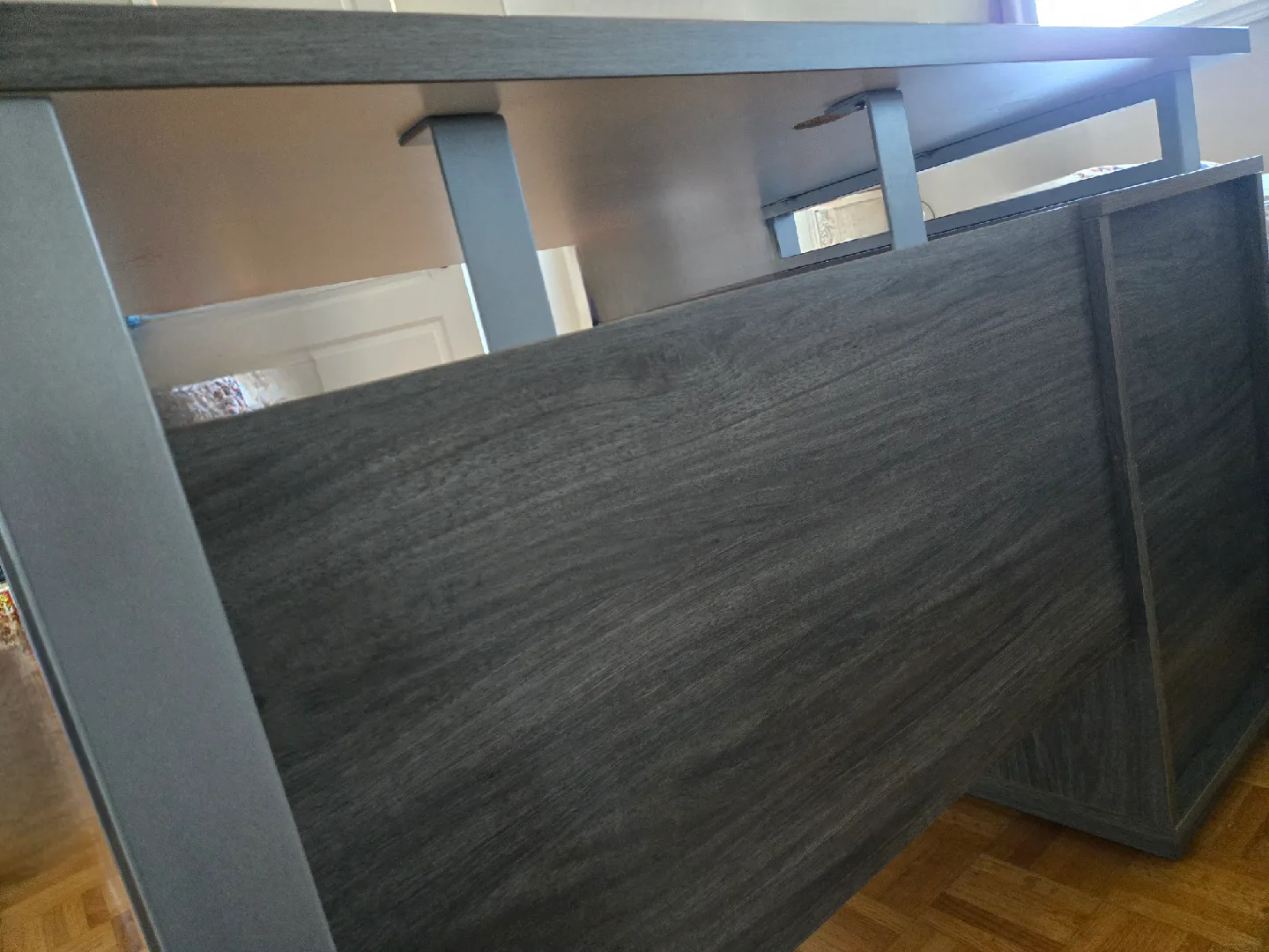 Brand new assembled Grey Woodgrain Desk with Drawers image indicator(5)