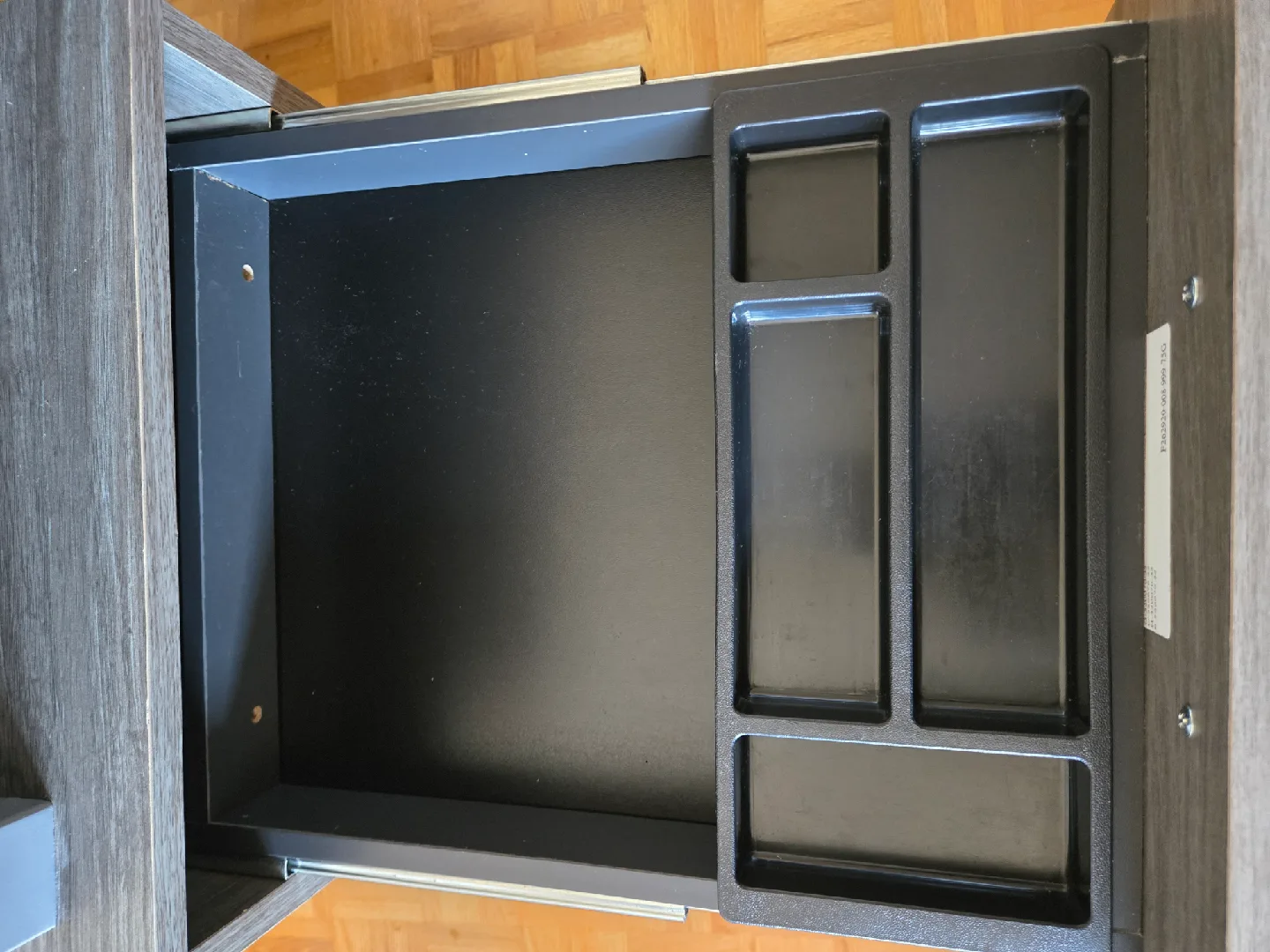 Brand new assembled Grey Woodgrain Desk with Drawers image indicator(6)