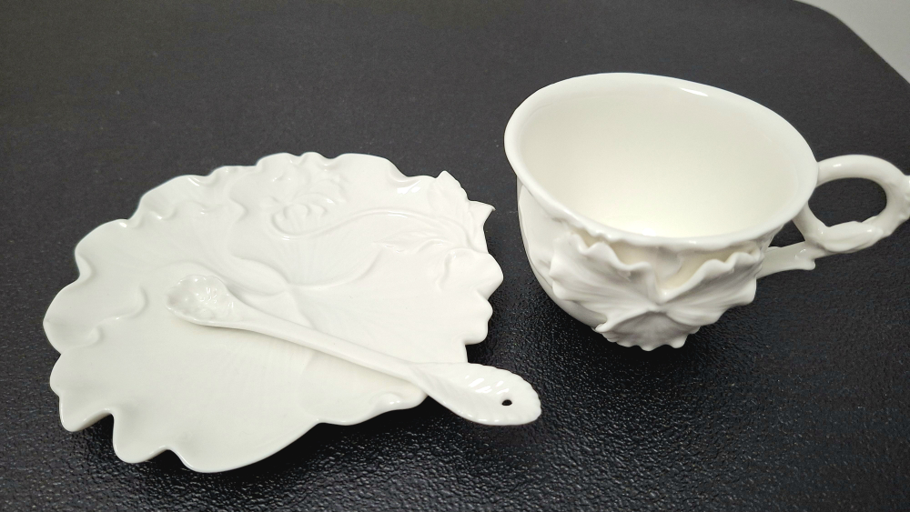 White Ceramic Teacup & Saucer Set - photo 3
