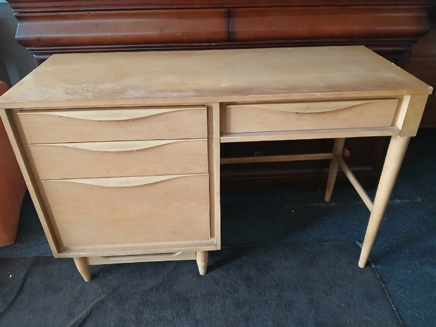 mid century desk solid wood thumbnail