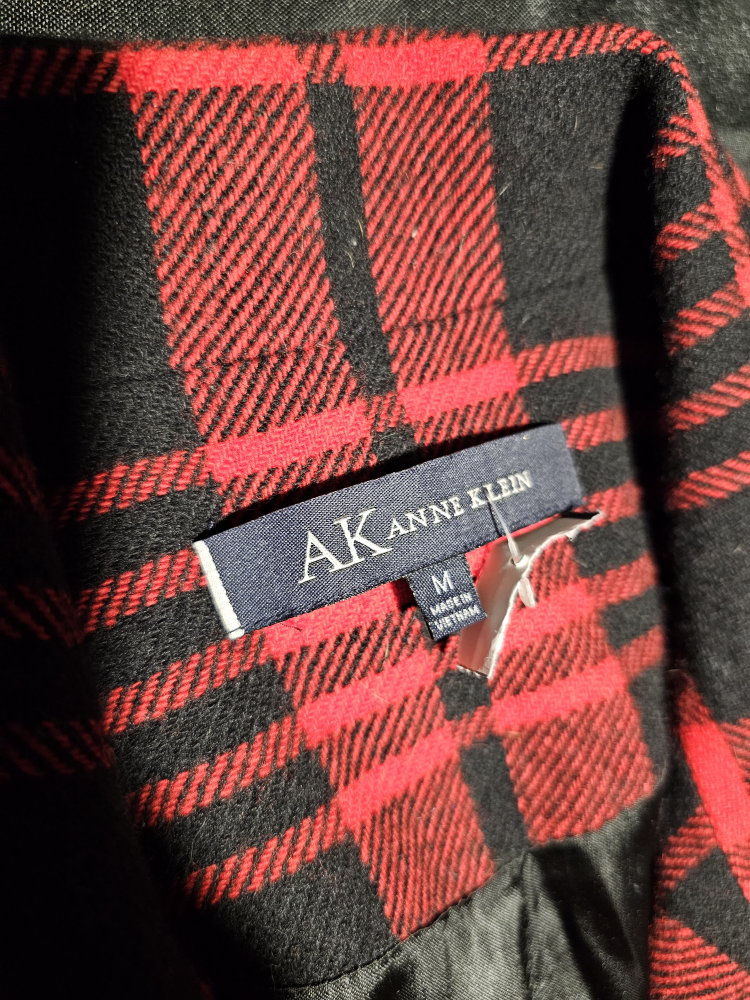Anne Klein Red/Black Plaid Coat - Size M - photo 2