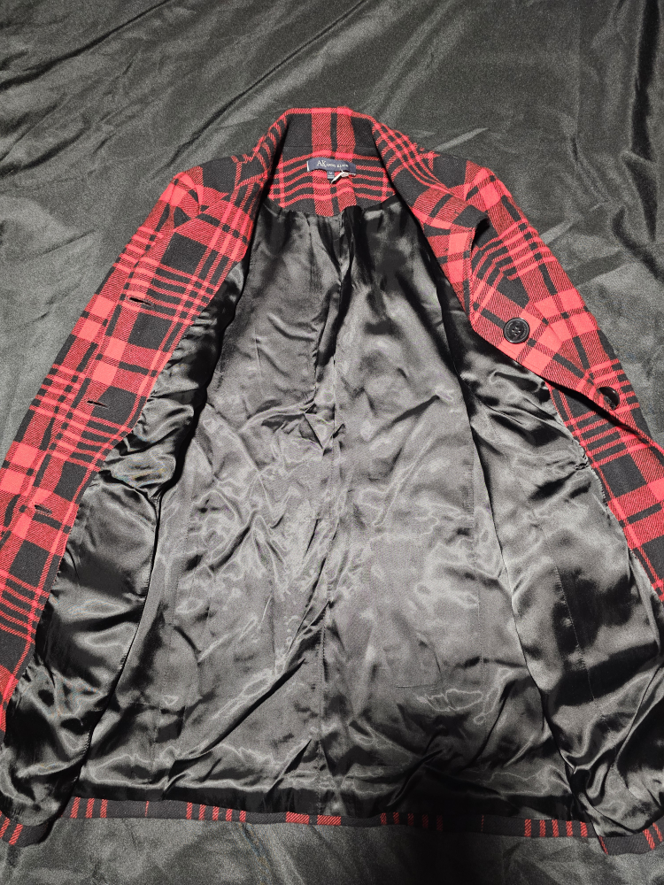 Anne Klein Red/Black Plaid Coat - Size M - photo 3