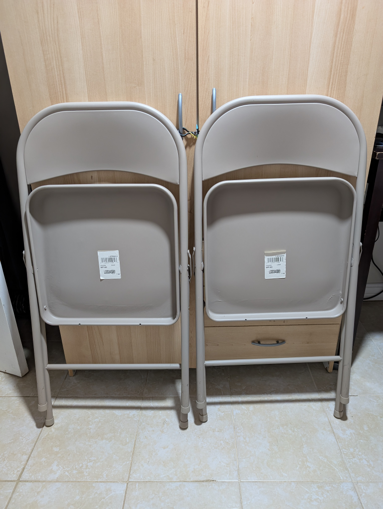 Set of 2 Beige Folding Chairs - photo 4