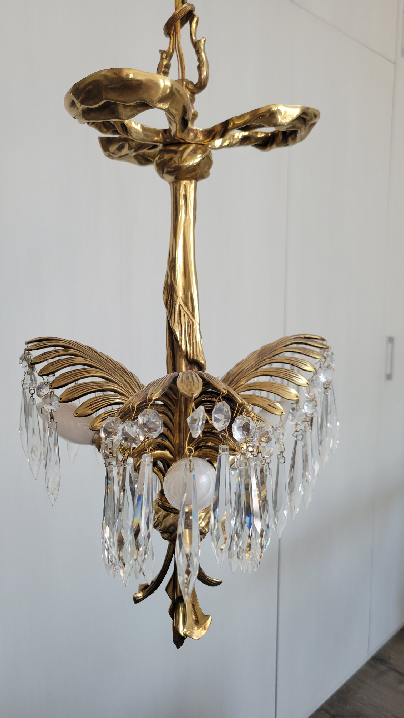 Vintage Gold Chandelier with Crystal Accents