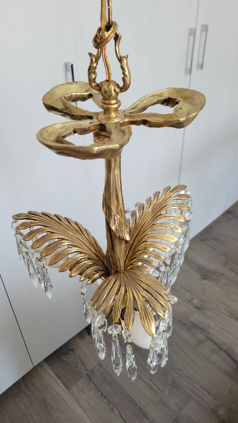 Vintage Gold Chandelier with Crystal Accents image indicator(3)