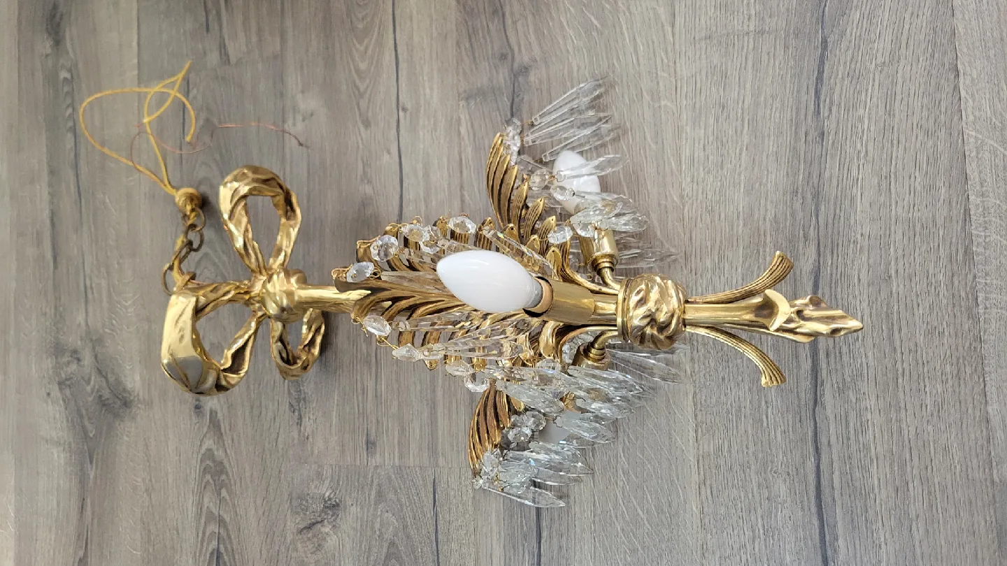 Vintage Gold Chandelier with Crystal Accents image indicator(5)