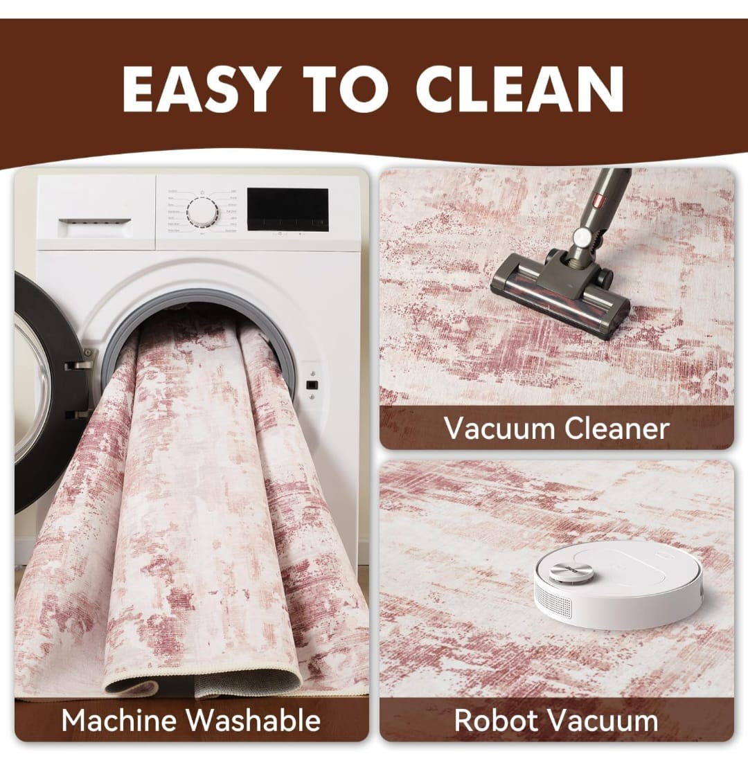 8x10 ft Area Rug - Machine Washable - photo 5
