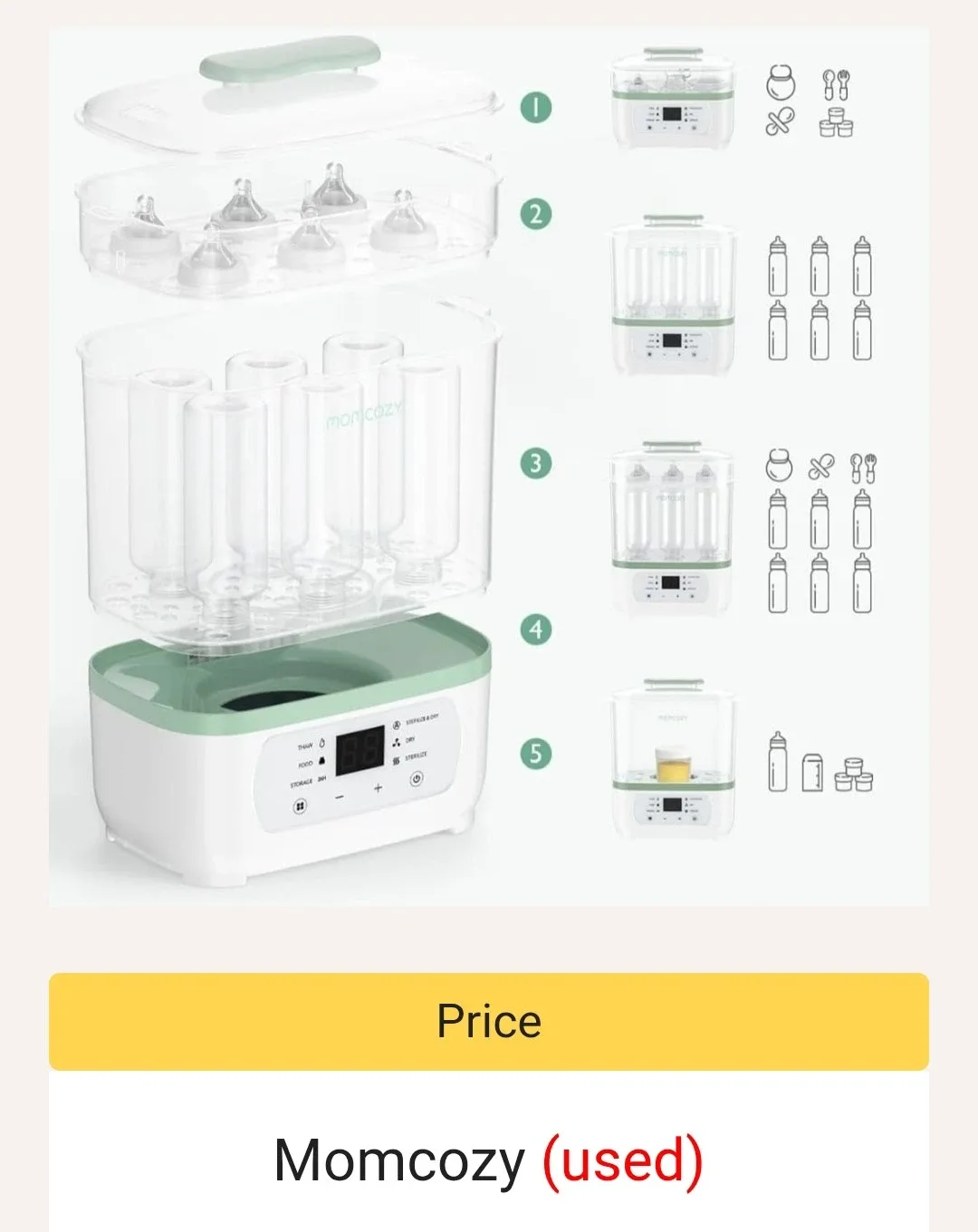 Momcozy Baby Bottle Sterilizer and Dryer image indicator(4)