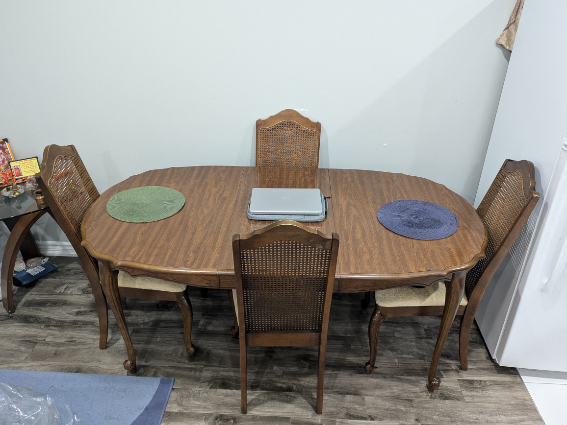 Dining Table with Four Chairs - Brown Wood