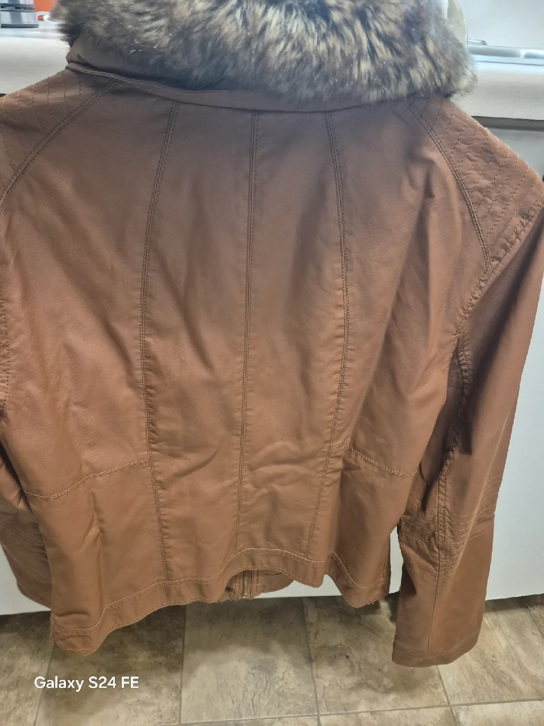 Guess fake leather  jacket  with  removable  fur image indicator(2)