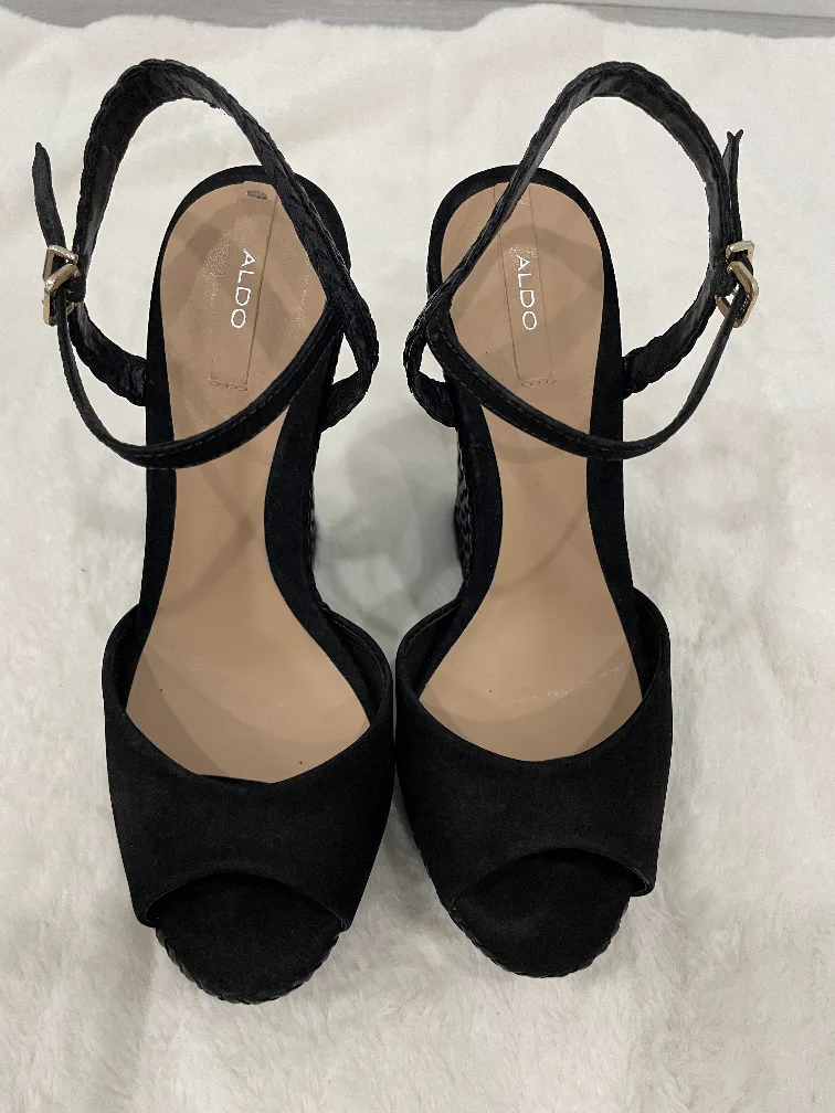 Aldo Black Wedge Sandals - Size 6.5 thumbnail