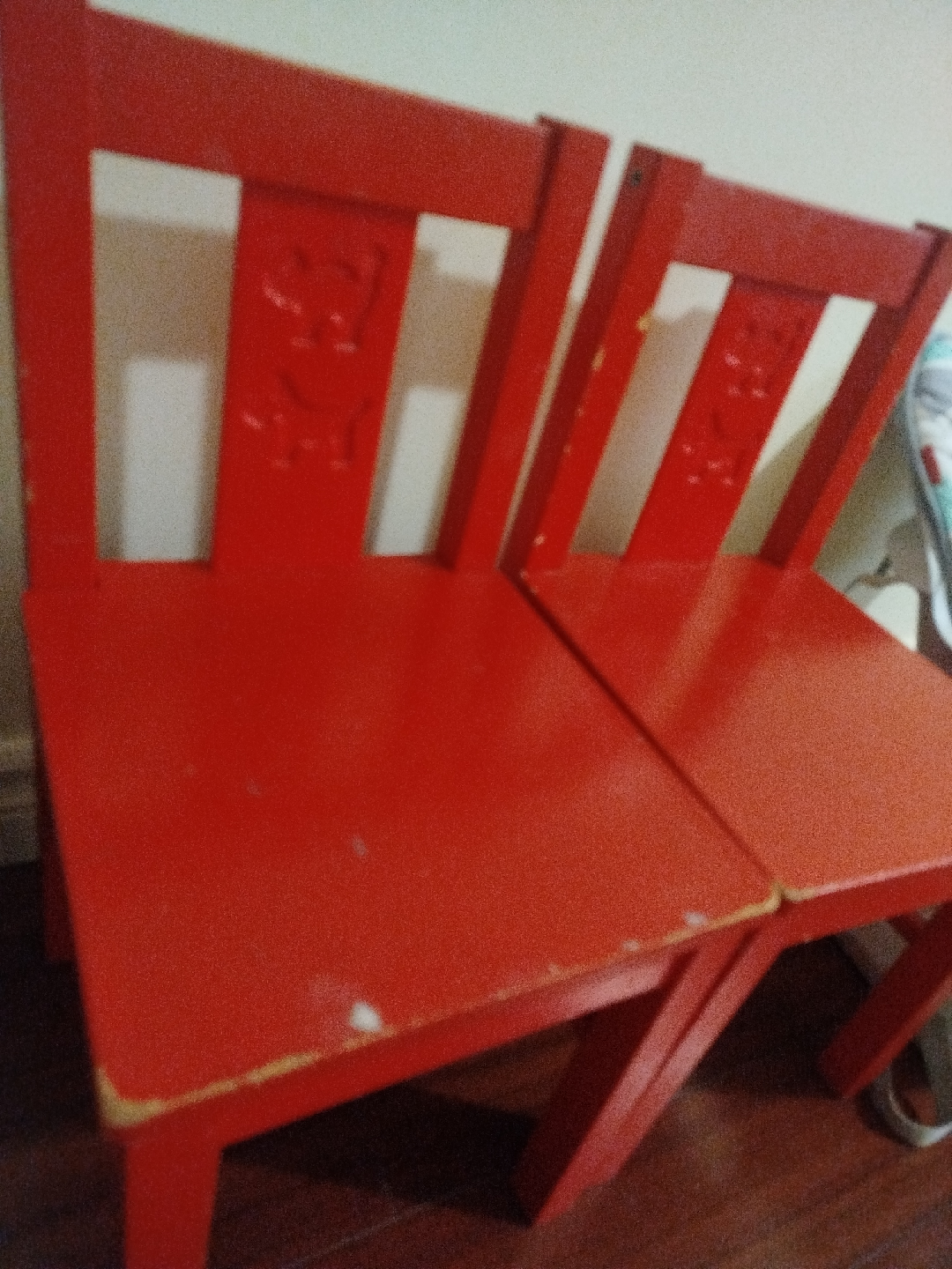 Kids Red Wooden Chairs - Set of 2