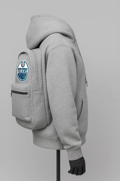 Edmonton Oilers Grey Hoodie with attached backpack image indicator(2)